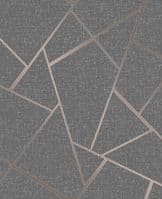 Fine Decor Quartz Fractal Charcoal and Copper FD42283 Wallpaper
